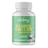 Vitabay Beta Carotin 25.000 IE • 180 Softgels • Provitamin A • Hochdosiert • Natürlicher Bronzer • Vorteilspackung • Frei von Gentechnik • Made in Germany