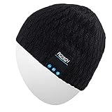 Rotibox Bluetooth-Mütze für den Winter, Outdoor, Sport, Premium-Strickmütze mit kabellosem Stereo-Kopfhörer, Headset, Lautsprecher, Mikrofon, Freisprecheinrichtung, Samsung, Android-Handys – Schw