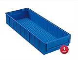 aidB Industriebox, 500x183x81 mm, breit, blau, robuste Aufbewahrungsbox aus Kunststoff, stapelbare Lagerbox, ideal für die I