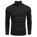 QWERD Herren Rollkragen Pullover Langarmshirt Feinstrick Sweater Rollkragen Freizeit Slim fit Basic Männer Pullover Herren Rollkragen Turtleneck Strickpullover Stehkragen Pullover Sweater W