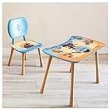 Kindertisch mit Stuhl Kindersitzgruppe Kinder Tisch Stuhl Set Holz für Kleinkinder Motiv Pirate für Jungs und M