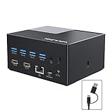 WAVLINK USB A/USB C Dual Display Dockingstation für Windows und Mac, USB 3.0 Universal Dock mit 65W Stromversorgung, 2 HDMI Ports, 4-Fach USB Hub, Gigabit LAN,