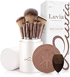 Make-up Pinselset Luvia, Prime Vegan Pro, 12 Schminkpinsel inkl. Pinselaufbewahrung, Blender Schwamm & Reinigungsmatte Für Kosmetikpinsel, Perlmutt & C