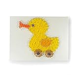 Pracht Creatives Hobby 6029-15041 Fadenbild Ente ca. 15 x 20 cm, kleines String-Art Bild, Komplettset mit Faden, Metall-Nägeln, Werkzeug, Schablone und Holzp