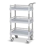 SPRINGHUA. Servierwagen Werkzeug 3 Tier Bewegliche Schönheitssalon Wagen mit Universal-Wheel & Brake, SPA Rollwagen, Tragbarer Servierwagen, Grau, 54 × 37 × 100