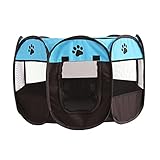 WJP Tragbare Folding Pet Zelt Hund Haus Achteckige Käfig Für Katze Zelt Laufstall Puppy Kennel Easy Operation Zaun Outdoor Big Hunde Haus(Size:S,Color:Blau)