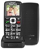 Easyfone Prime-A6 GSM Seniorenhandy ohne Vertrag, Großtasten Mobiltelefon Einfach und Tasten Notruffunktion, Taschenlampe und Ladestation (Schwarz) (A6 GSM)