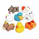 Schwimmendes Badespielzeug Farm Set(8 PCS),Weiche Hunde Enten Schaf Henne Schwein Badespielzeug,Badezimmer Spielzeug sich hin und herbewegende Bauernhof-Baden Spaß Zeit Großes Geschenk für Baby