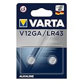 VARTA Batterien Alkaline Knopfzelle V12GA/LR43 Knopfzellen (2er Pack, in Original Blisterverpackung)