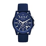 Armani Exchange Unisex Chronograph Quarz Uhr mit Silikon Armband AX1327