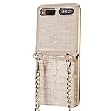 Hülle für Samsungs Galaxy Z Flip，Samsungs Galaxy Z Flip Beauty Lederhülle Handyhülle Ultradünne Kreative Diagonalkette F7070 Lederhü