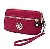 DABAI99 Clutch-Geldbörse mit 3 Reißverschlüssen, wasserdicht, Nylon, Handytasche, Handgelenktasche, Geldtasche für Frauen, h,