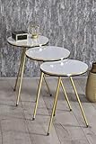 Yyqx Moderner Couchtisch, 3 Stück, nordischer goldener Metallspitze, Couchtisch, Tee-, Kaffeeservice, Tisch, rund, Wohnzimmer, Nachttisch, Beistelltisch (Farbe: schwarz)