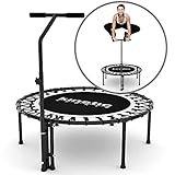 Kinetic Sports Fitness Trampolin Indoor Ø 100 cm, RUND, höhenverstellbarer Haltegriff, Gummiseilfederung, Free OHNE Randabdeckung, belastbar bis 120 kg