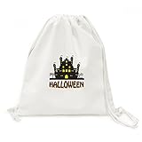 DIYthinker Halloween der Hell Beleuchtet Schloss Leinwand Rucksack-Reisen Shopping Bag