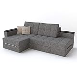 VitaliSpa XXL Ecksofa mit Schlaffunktion 240 x 160 cm Grau - Eckcouch Relax Sofa Couch Schlafsofa Luxus Schlafcouch Taschenfederk