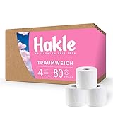 Hakle Traumweich BIG PACK (80 x 130 Blatt), komfortabel weiches WC Papier, 4-lagiges Toilettenpapier für die sanfte tägliche Reinigung, Klopapier ohne Plastikverpackung