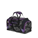 Satch Duffle Bag Ninja Hibiscus Tasche für Freizeit und Sport, Unisex, Kinder, Schwarz-Silber Blumen (schwarz), Einheitsgröß