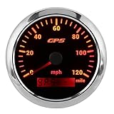 MPH-Display, DC9-32V GPS-Geschwindigkeitsmesser wetterbeständig 85 mm / 3,35 Zoll 0-120 MPH/H Hohe Genauigkeit für Maschinenbaumaschinen für Schrittinstrumente(Schwarz)