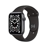 Apple Watch Series 6 (GPS, 44 mm) Aluminiumgehäuse Space Grau, Sportarmband Schw