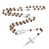 Handgemachte Runde Holz Rosenkranz Perlen Kreuz Religiöse Jesus Halskette Christian Männer Frauen Schmuck C
