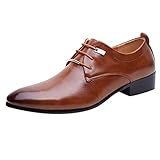 MMOOVV Herren Lederschuhe, Mode Herren Business Schuhe geeignet für Vater Ehemann Freunde lässig Schuhe Hochzeitsanzug Schuhe (Braun 43EU)