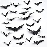 64 Stück Halloween Fledermäuse Aufkleber 3D Fledermaus Wandaufkleber 4 verschiedene Größen, Fledermaus Wandtattoo Wandsticker Fledermaus Deko für Halloween Party