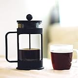 CXHM Rostfreier verdickter Borosilikatglas-Teebereiter, Braukessel, Kaffeekanne, Kaffee-Tee-Brühkanne, French Press-Kaffeemaschine(600ml)