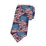 VIntage Amerikanische Flagge Krawatte, USA Patriotische Krawatten für Herren, Blau Rot Streifen Print Neuheit Skinny Krawatten für H
