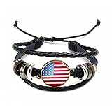 Kreative Unisex World Cup Theme Armband Nationalflagge Multi-Layer Armband Geflochtene Glühenderband Armband Schmuck Amerika, Multi-Layer Armb