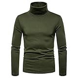 T-Shirt Herren Bequeme Wärme Plus Samt Hoher Kragen Herren Langarm Herbst und Winter einfarbig klassischer All-Match Basic H