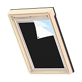 MUHOO Verdunkelungsrollo, Velux Verdunkelungsrollo, Verdunkelungsvorhang mit Saugnäpfe, 100% Blickdicht Dachfenster Sonnenschutzrollo- 96x93 cm, Schw