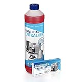 MAXXI CLEAN 1x Flüssigentkalker 750ml + 10x Reinigungstabletten Kombi für Kaffeevollautomaten, Kaffee-Maschine, Kaffeepadmaschinen, Kalklöser, Kalk-Reinig