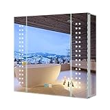 Tokvon® Galaxy 65x60cm Spiegelschrank LED Badezimmer Spiegelschrank mit Beleuchtung Wandschrank Licht Aluminium Beschlagfrei Rasier Steckdose T