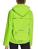 BALEAF Damen Fahrradjacke Wasserdicht Laufjacke Winddicht Regenmantel leicht Outdoorjacke Full Zip Reflective Leicht Gelb M