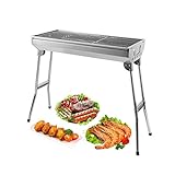 AGM Holzkohlegrill Camping Grill Holzkohle,Klappgrill Tragbarer Grill,Für Camping Garten Picknick Party，68x 32x 73 cm,für 5-10