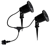 Trango 2-flammig IP65 LED Gartenstrahler, Außenleuchte aus Alu-Druckguß incl. je 1x GU10 LED Leuchtmittel & Zuleitungskabel TG3074B Teichlampe, Gartenleuchte, Außenlampe, Wegbeleuchtung