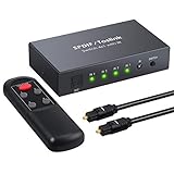 Digital optische Audio Switch Umschalter 4 in 1 Out SPDIF Toslink Switcher von LiNKFOR mit IR Fernbedienung unterstützt PCM2.0 DTS Dolby-AC3 für PS3, PS4, Blu-ray Player, Kabelbox, HDTV