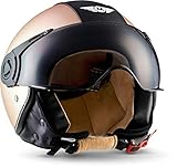 MOTO Helmets® H44 „Vintage Bronze“ · Jet-Helm · Motorrad-Helm Roller-Helm Scooter-Helm Bobber Mofa-Helm Chopper Retro Cruiser Vintage Pilot Biker · ECE Visier Schnellverschluss Tasche S (55-56cm)