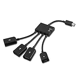 kwmobile 4in1 Micro USB Adapter - Mikro USB Verteiler OTG Hub für Smartphone Tablet - USB Verteiler Handy vierfach in Schw