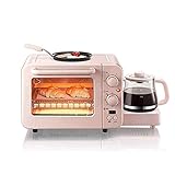 SJYDQ 3-in-1 Familiengröße Frühstück StationPink,Kaffeemaschine,Toaster mit Timer,Griddle,