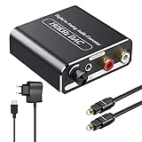 DA Wandler Ozvavzk DAC Konverter mit Lautstärkeregler 192Khz Digital SPDIF optischer Koaxial Toslink zu Analog Stereo Audio L/R RCA 3.5 mm Klinkenstecker Audio Adapter mit Optischem Kab