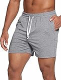 Deyeek Herren Athletic Shorts 14 cm elastische Taille Casual Lounge Pyjama Kurze Hose Laufen Workout Gym Sweatshorts - Grau - M