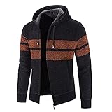 Chejarity Strickjacken Kapuze für Herren Gestrickte Cardigan Übergangsjacke Männer Zip Hoodie-Pullover Sweatjacke Kapuzepullover mit Reißverschluss Kordelzug Winterp