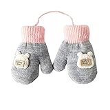 Kinderhandschuhe Fingerlose Fäustlinge Fausthandschuhe Strick Handschuhe Stretch Touchscreen Handschuhe mit Cartoon-Tiere Handschuhe Arbeitshandschuhe für 1-5 Jahre Mädchen Jung