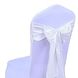 SINSSOWL 100 stück Hochzeit Dekoration Mehrfarbig Satin Stuhl Bezug Bow Ties in Event & Party Supply Stuhl Schärpen- weiß