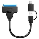 Esenlong Festplattenadapterkabel USB-C auf SATA Kabel Konverter SATA Festplattenadapter für 2,5 Zoll HDD SSD Kein Treib