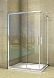 Aica Sanitär duschkabine 76 x 76 cm eckeinstieg eckkabine duschabtrennung schiebetür NANO sicherheitsglas 195