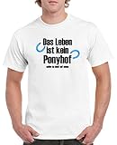 Comedy Shirts - Das Leben ist kein Ponyhof - Herren T-Shirt - Weiss/Schwarz-Blau Gr. XXL