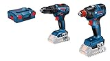 Bosch Professional 18V System Akkuschrauber-Set GDX 18V-200 & GSB 18V-55 (ohne Akku, in L-BOXX)